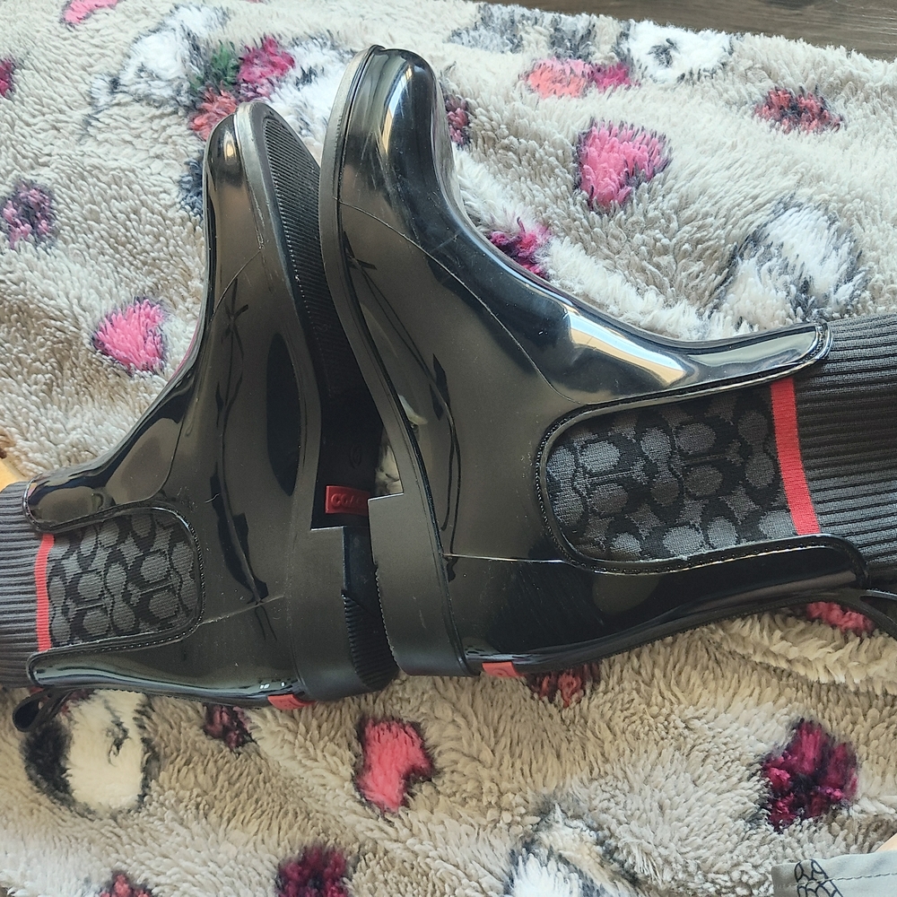 Coach Rain boots Size 6.  Black And Red